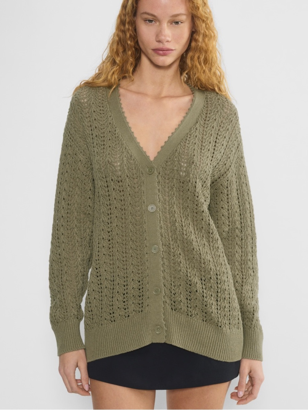 wilfred reverence cardigan xxs Women's Openwork V-Neck Button Cardigan green